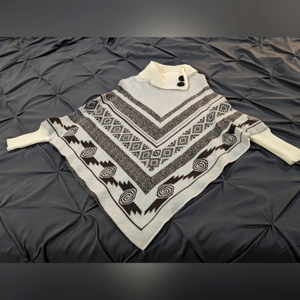 Poncho Handmade winter alpaca wool os